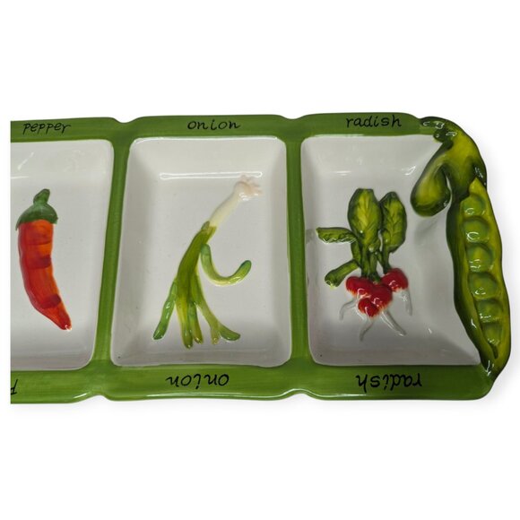 Certified International Judy Phipps Ceramic 4 Compartment Vegetable Platter - Picture 4 of 15